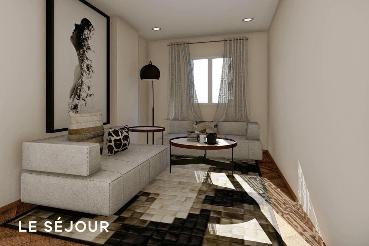 Séjour d’un appartement du Groupe BOUHADIBA
